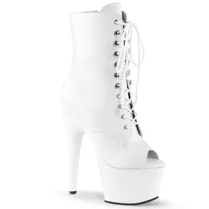 ADORE-1021 White Faux Leather Calf High Peep Toe Boots