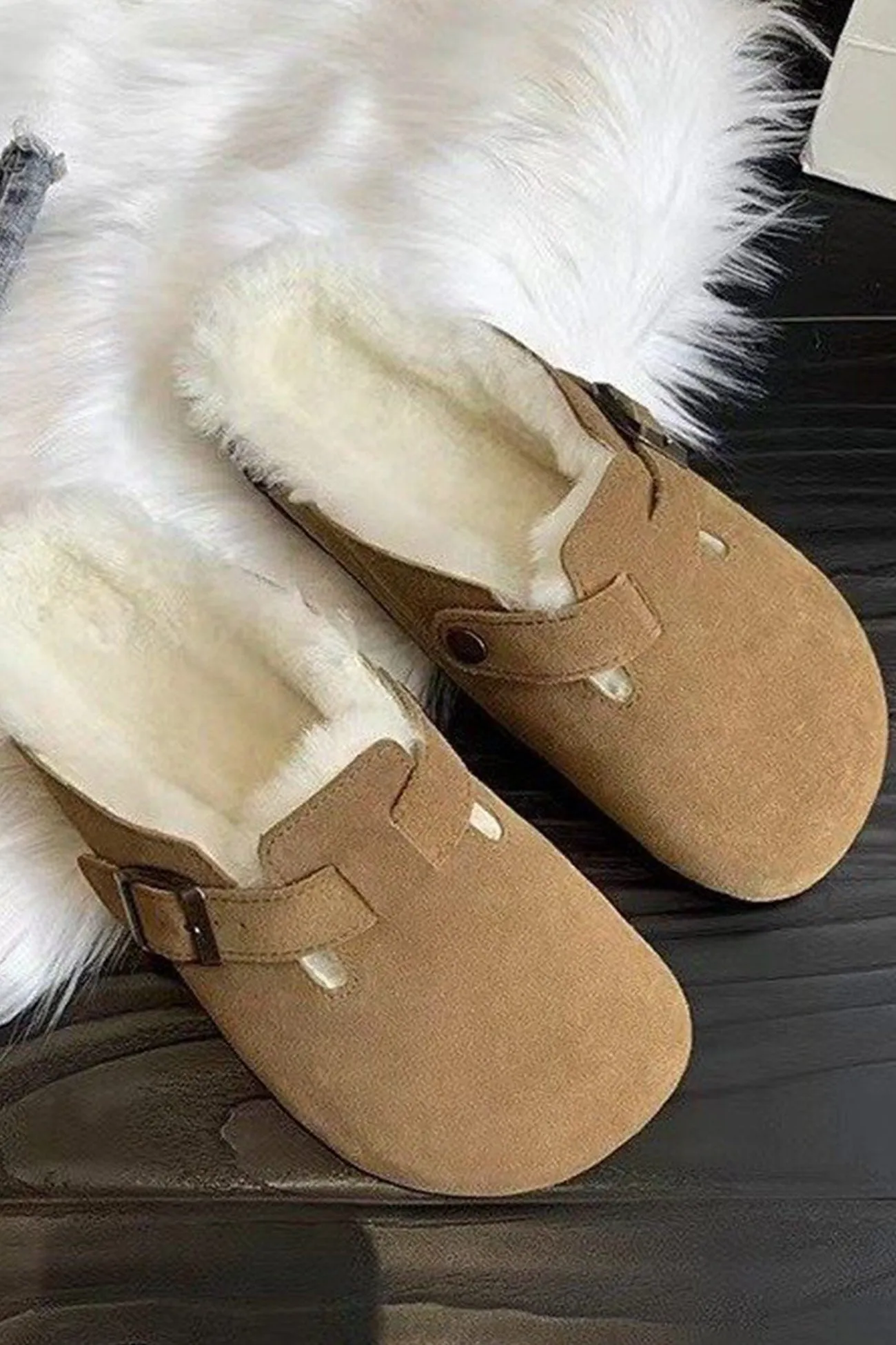 Amozae-Fur-Lined Slip On Flats