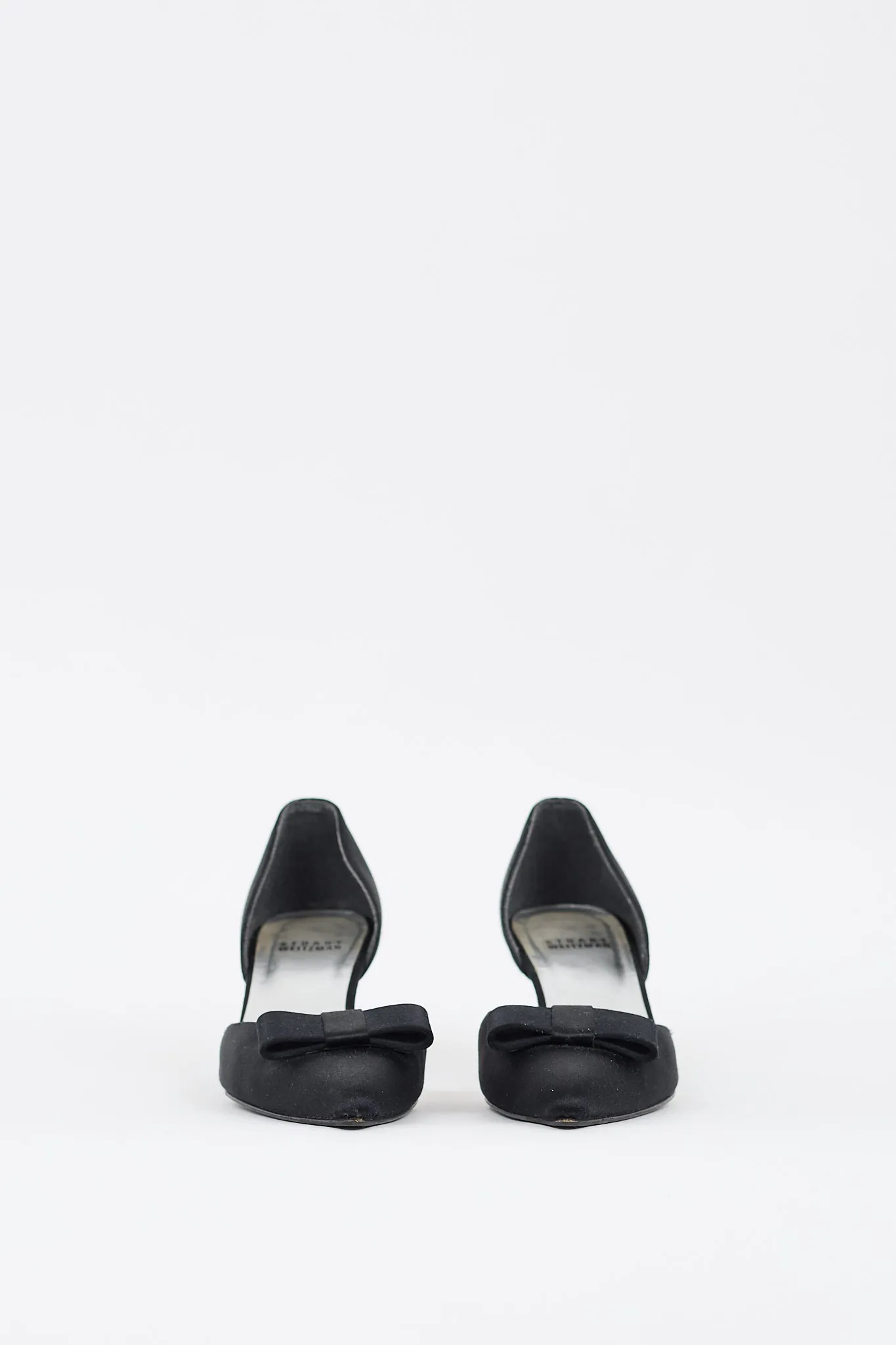 Black Satin D'Orsay Bow Pump