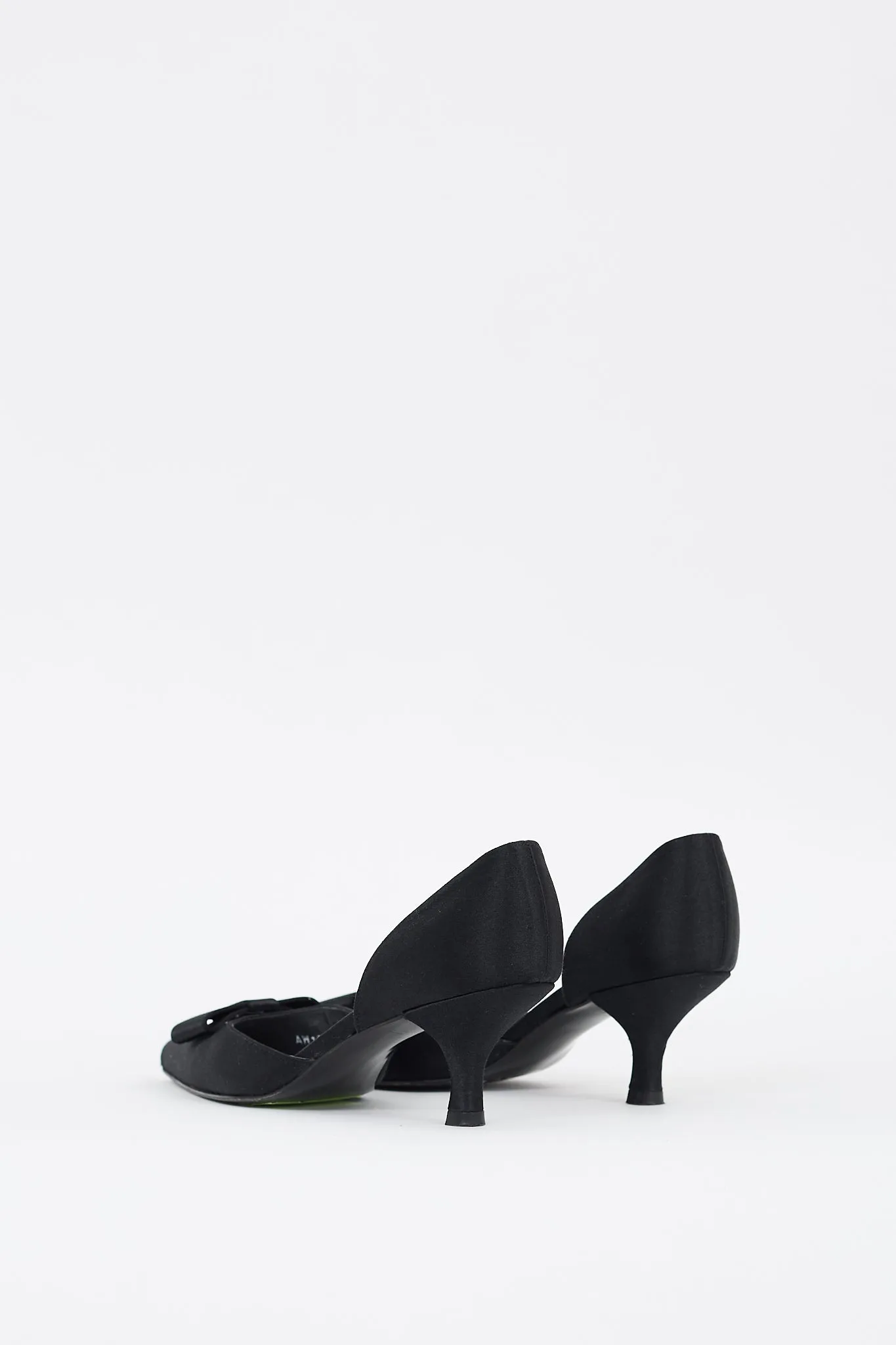 Black Satin D'Orsay Bow Pump