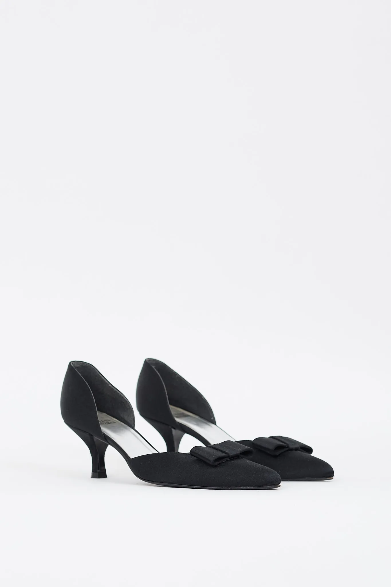 Black Satin D'Orsay Bow Pump