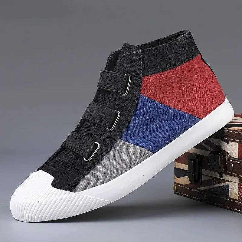 Canvas Comfort: Stylish High-Top Patchwork Sneakers for Men