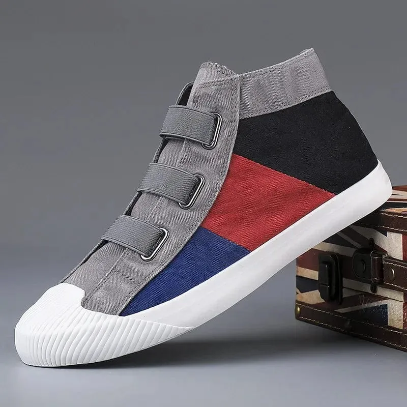 Canvas Comfort: Stylish High-Top Patchwork Sneakers for Men