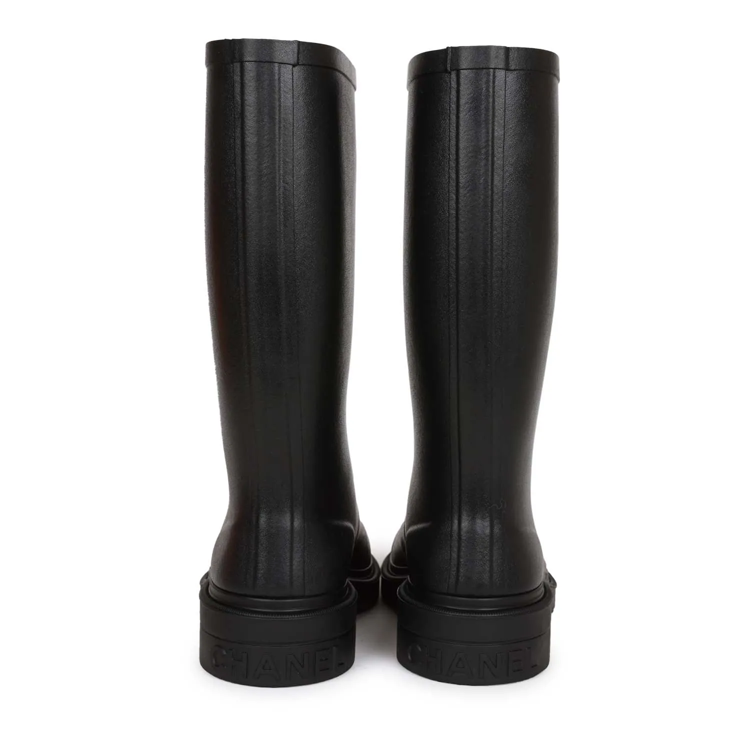 Chanel Black High Caoutchouc CC Boots 38