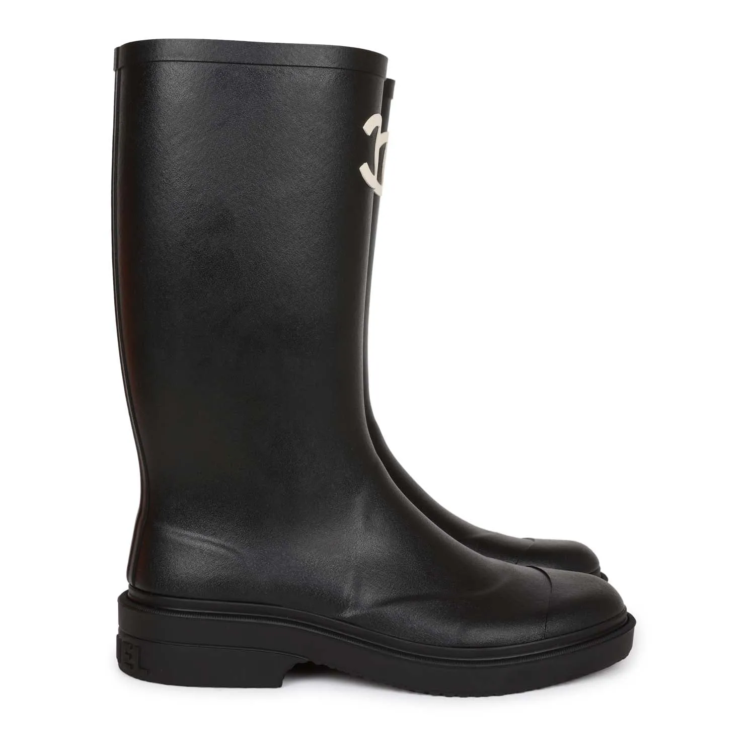 Chanel Black High Caoutchouc CC Boots 38