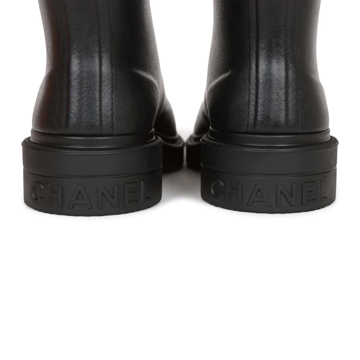 Chanel Black High Caoutchouc CC Boots 38