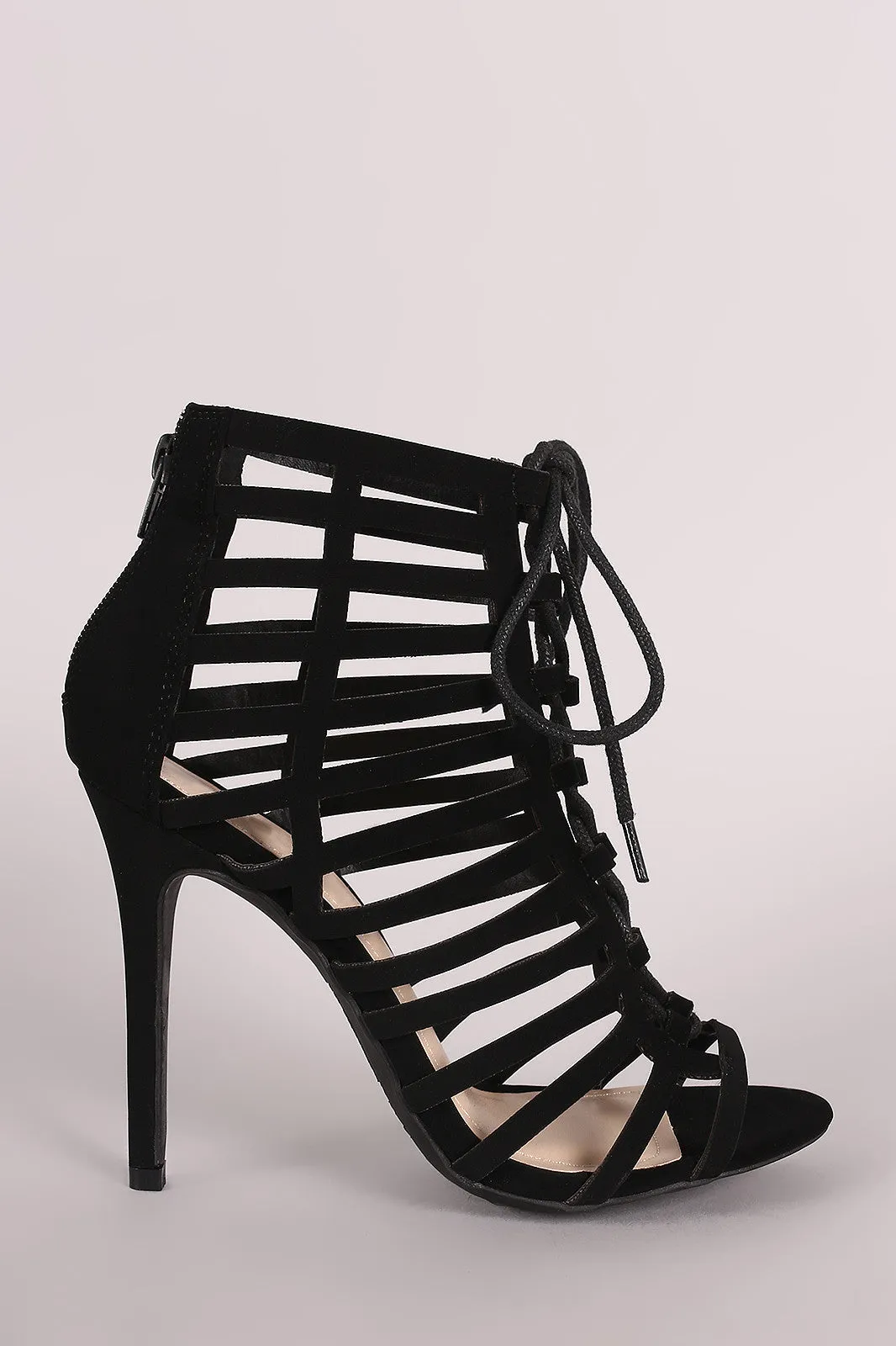 Char - Caged Lace Up Stiletto Heel