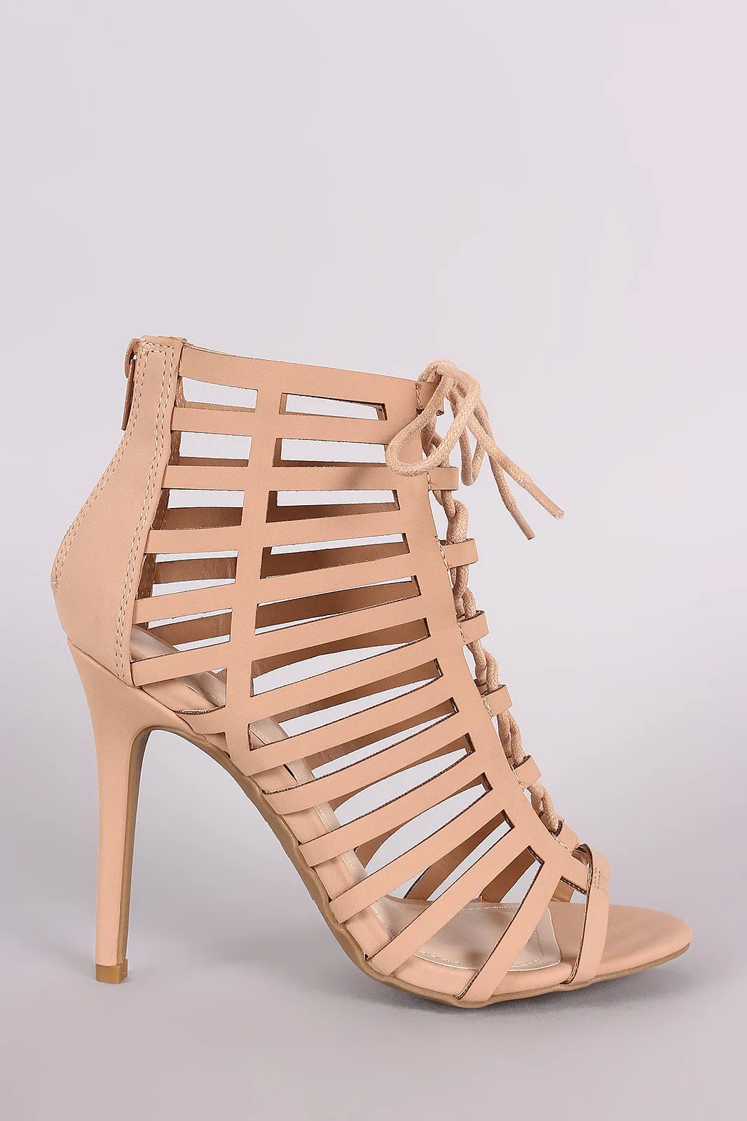 Char - Caged Lace Up Stiletto Heel