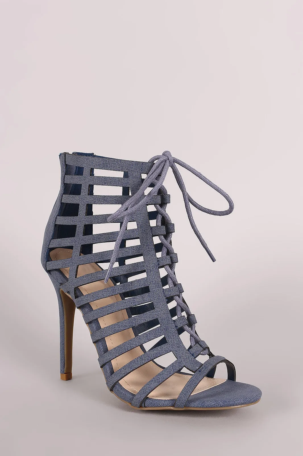 Char - Caged Lace Up Stiletto Heel