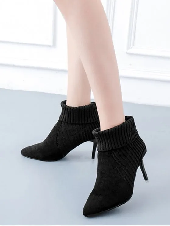 Cheap Stiletto Heel Pointed Toe Slip On Boots