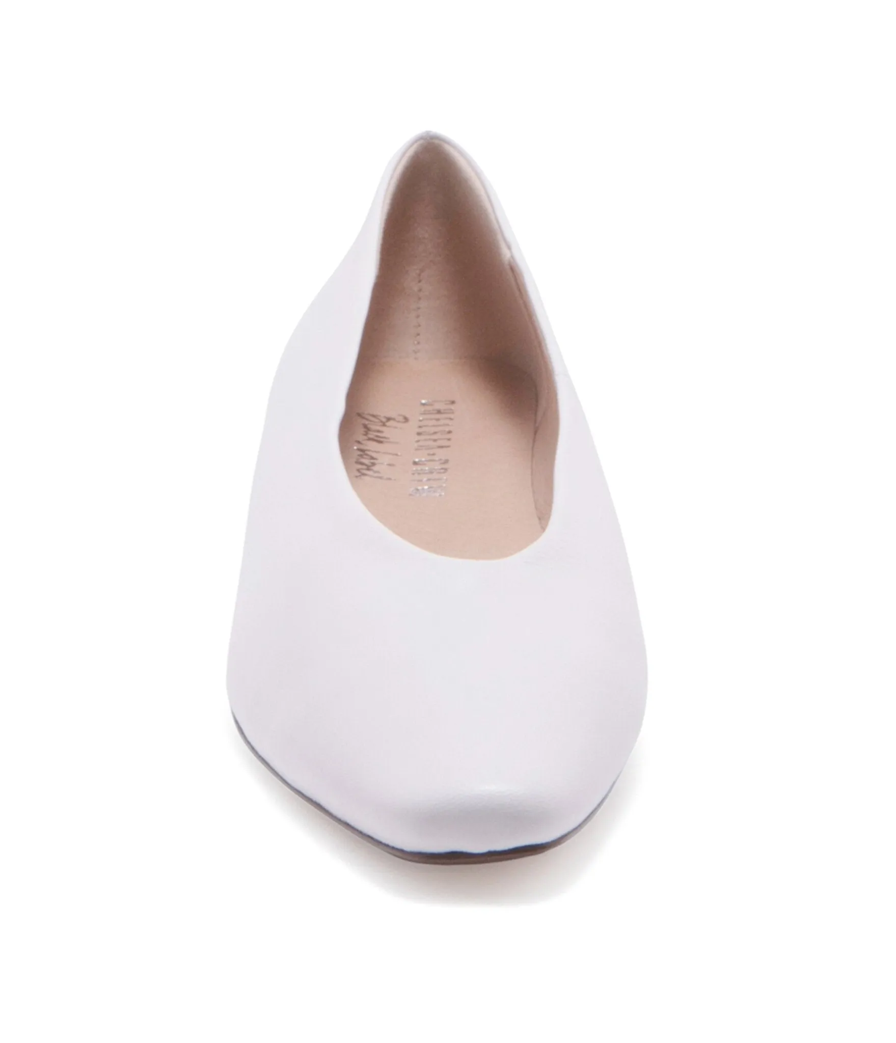 Chelsea Crew White Leather Slick Flats