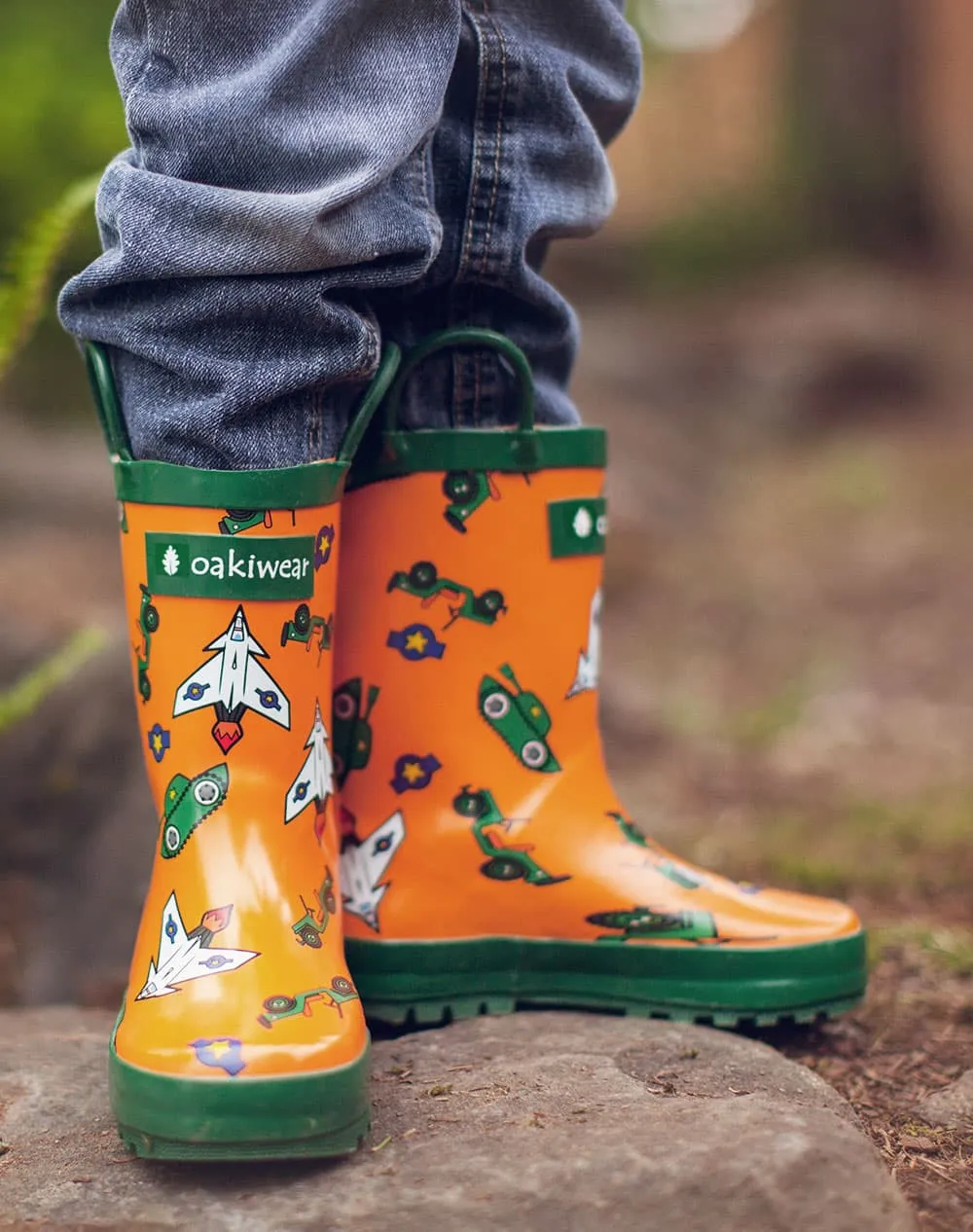 CHILDREN’S RUBBER RAIN BOOTS, ARMY