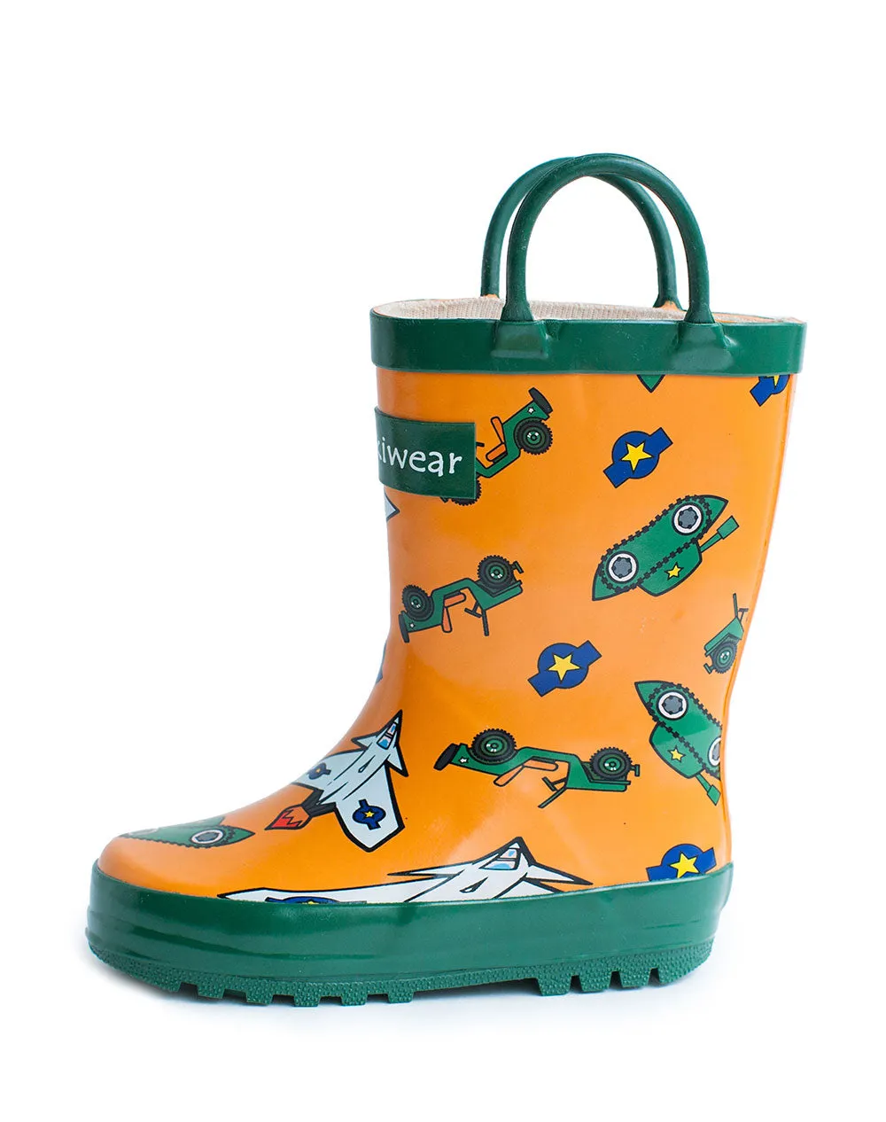 CHILDREN’S RUBBER RAIN BOOTS, ARMY