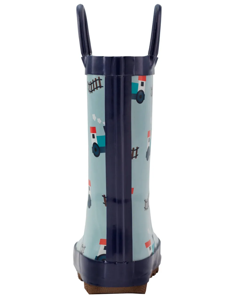 CHILDREN’S RUBBER RAIN BOOTS TRAINS & TRACKS