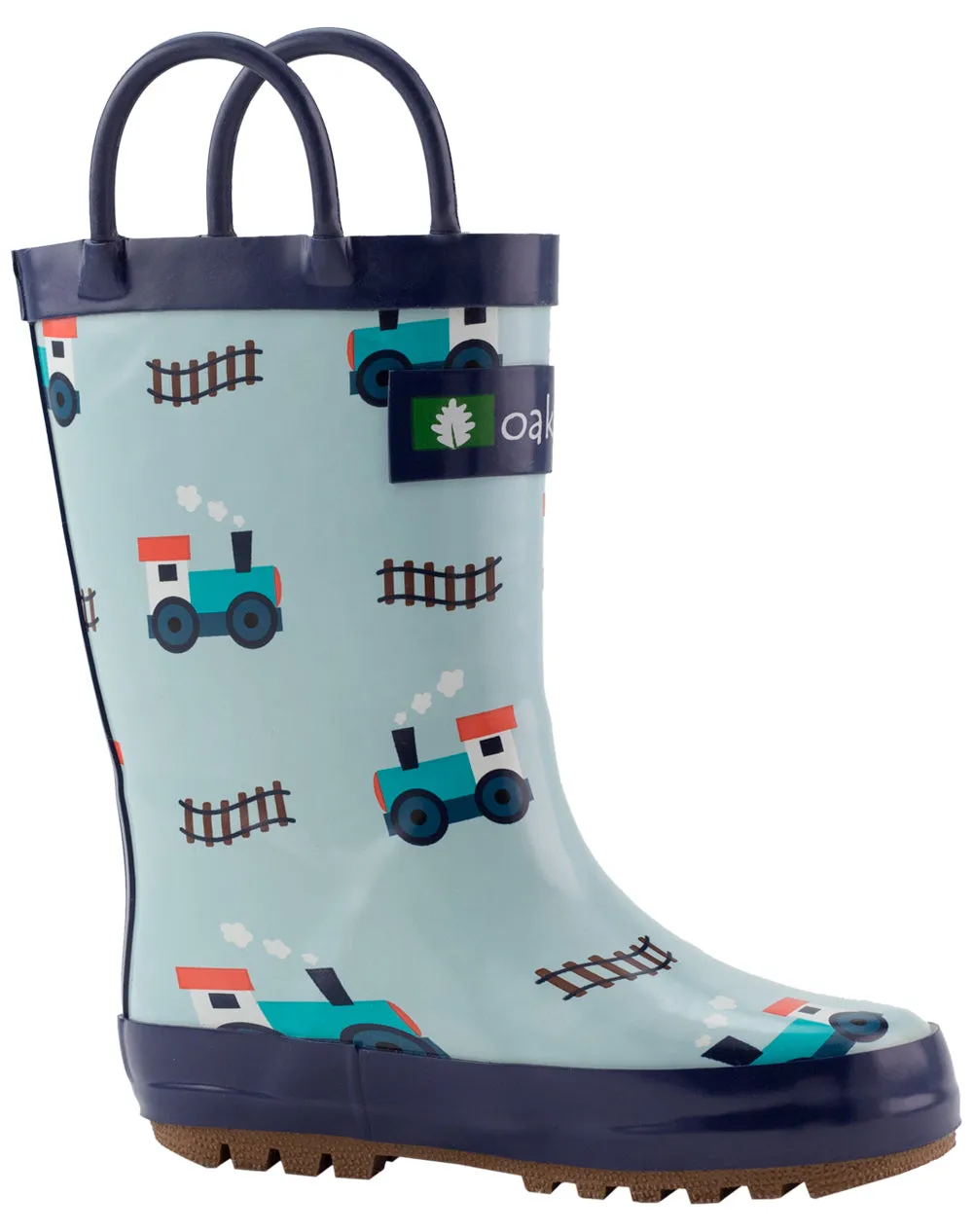 CHILDREN’S RUBBER RAIN BOOTS TRAINS & TRACKS