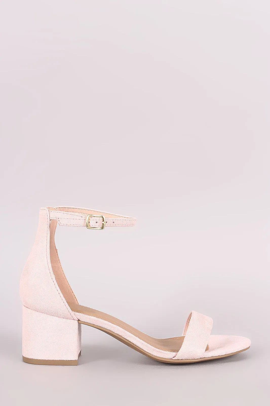 City Classified Suede Ankle Strap Open Toe Block Heel