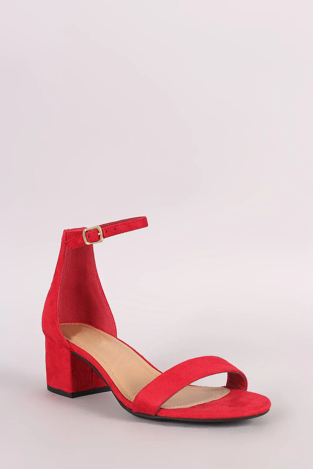 City Classified Suede Ankle Strap Open Toe Block Heel