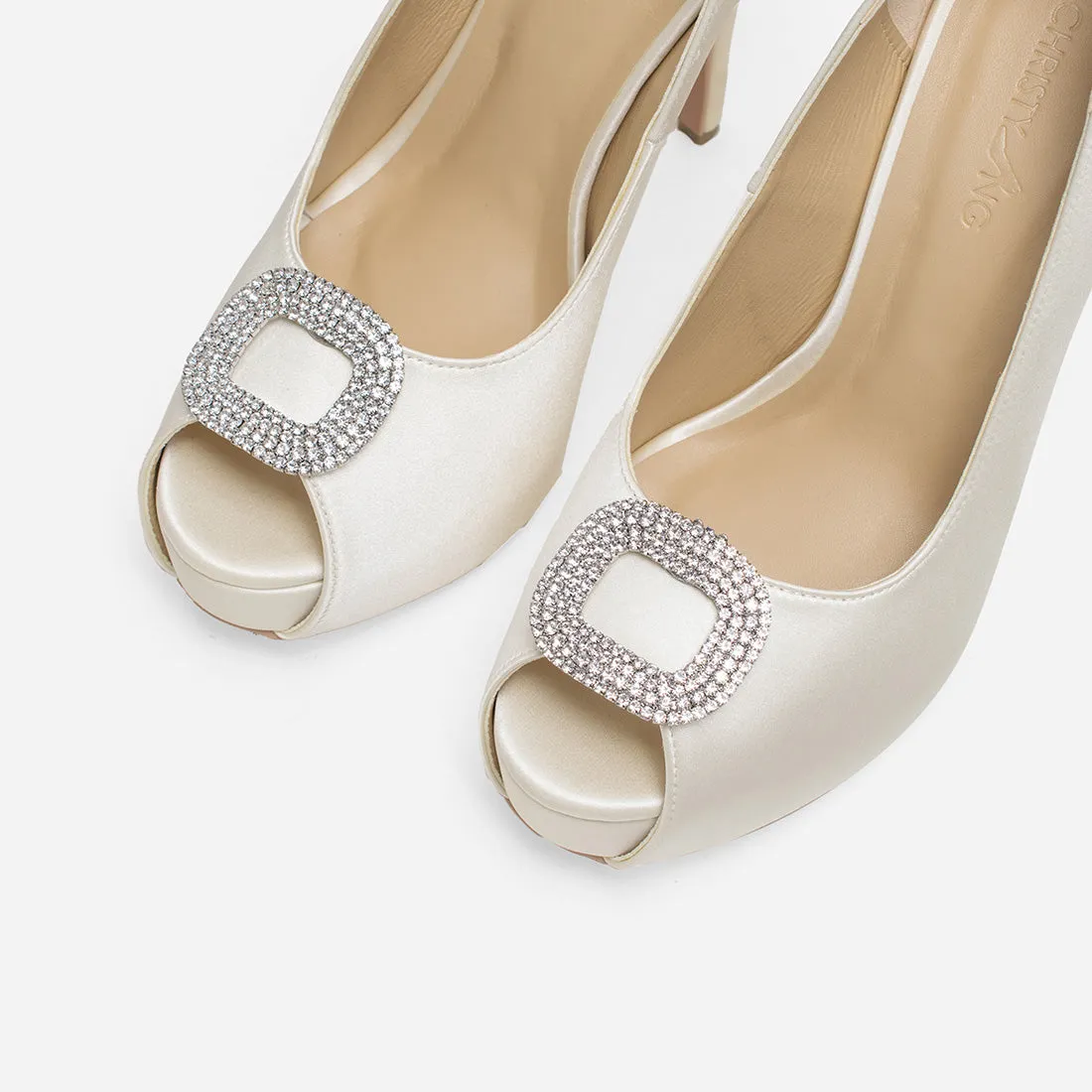 Estella Pearl White Love Wedding Pumps