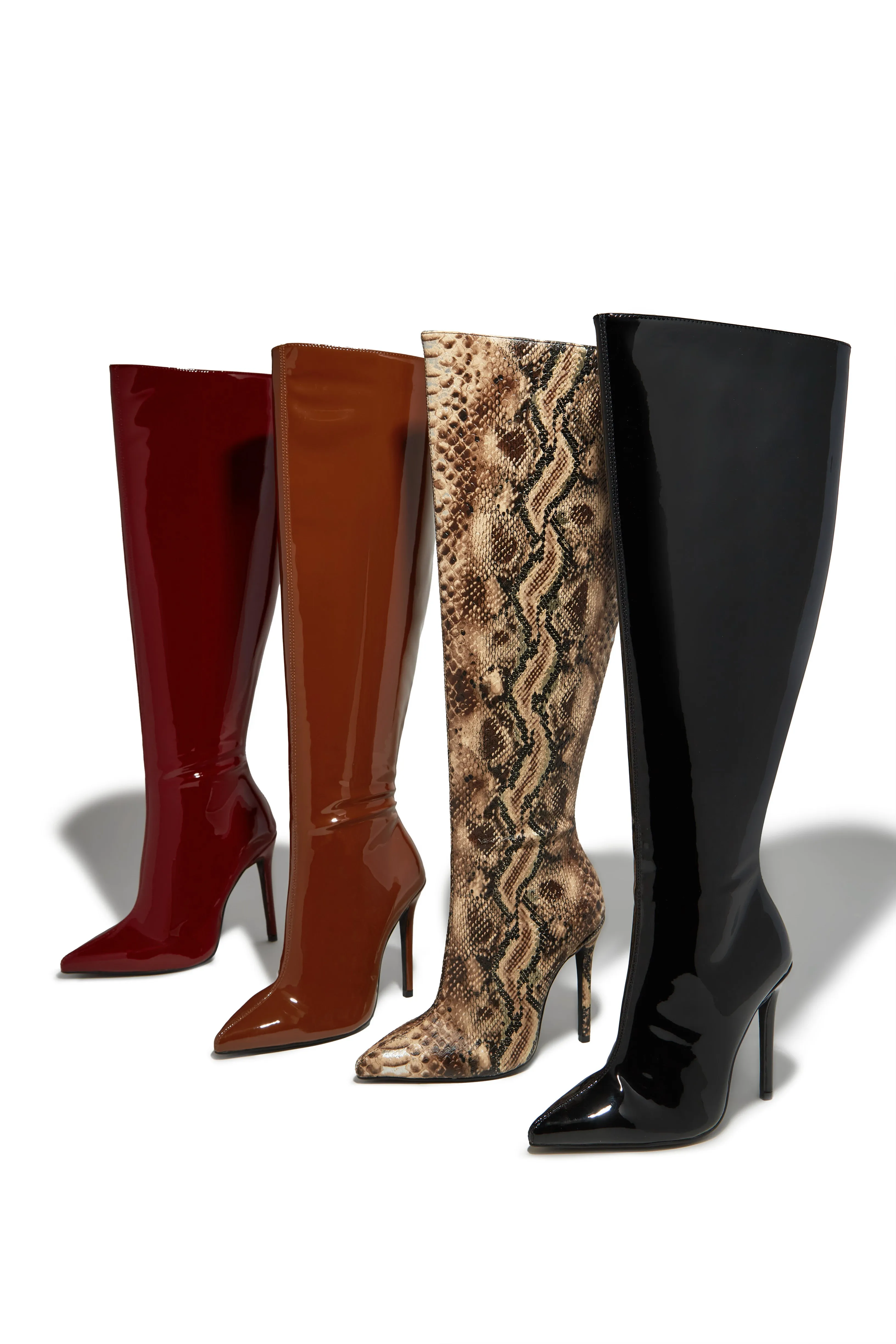 Genesis Knee High Heel Boots - Tan