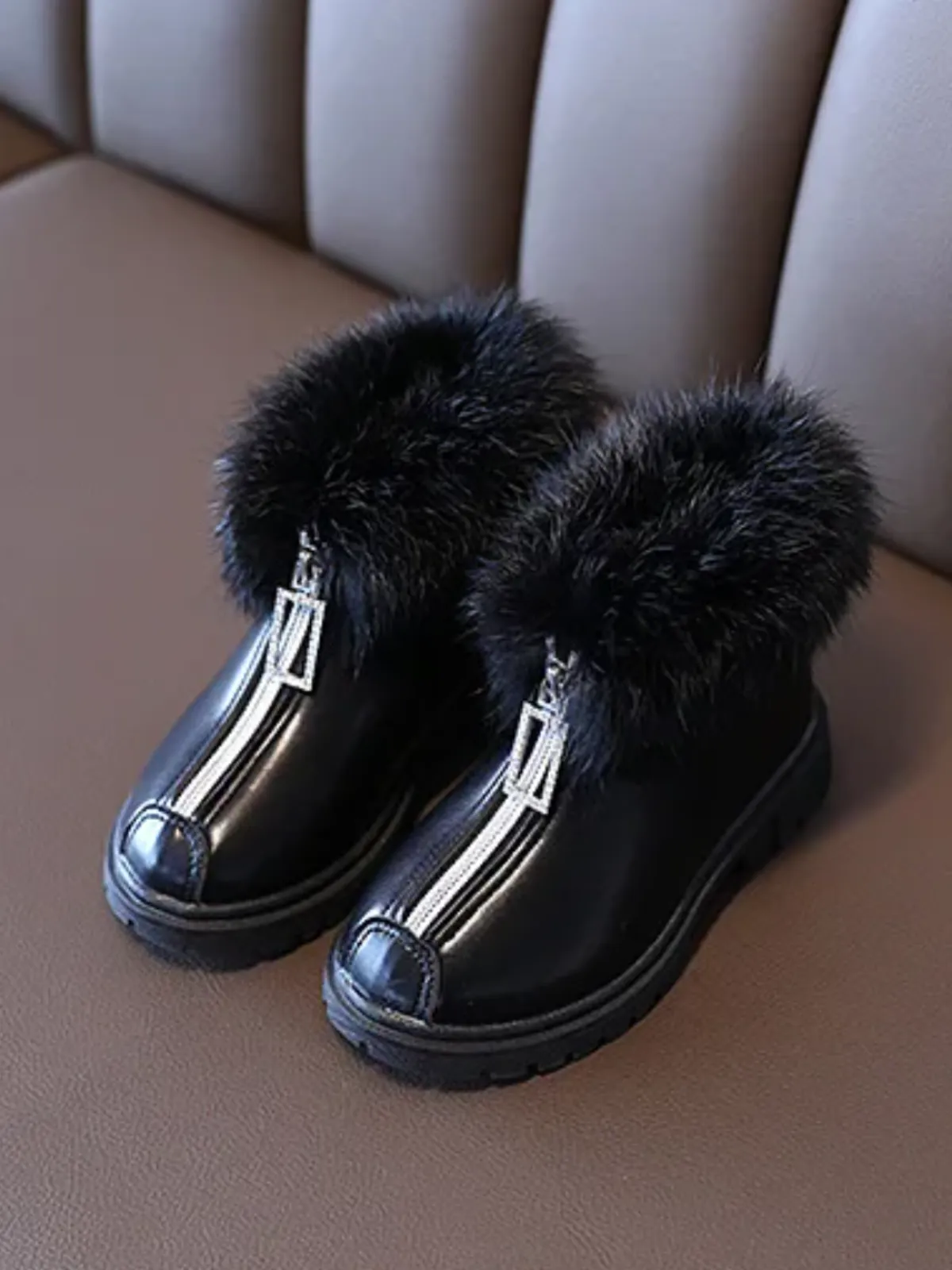 Girls Winter Ankle Boots Fluffy Plush Fur Thick By Liv and Mia