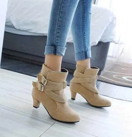 Glow Chic's Warm Leather High Heel Ankle Boots