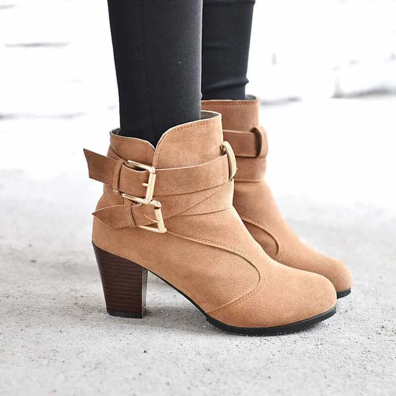 Glow Chic's Warm Leather High Heel Ankle Boots