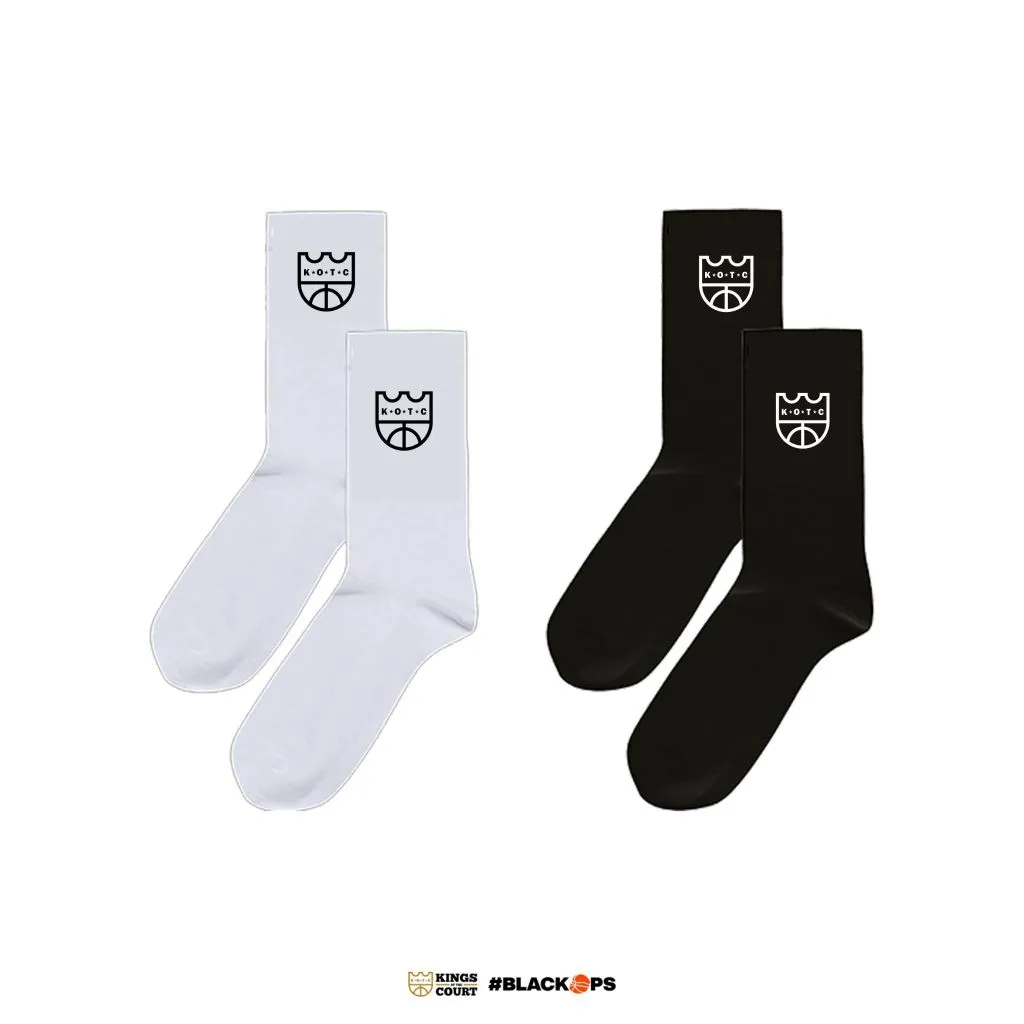 Kings of the Court Embroidered Crown Socks in Black/White Midcut