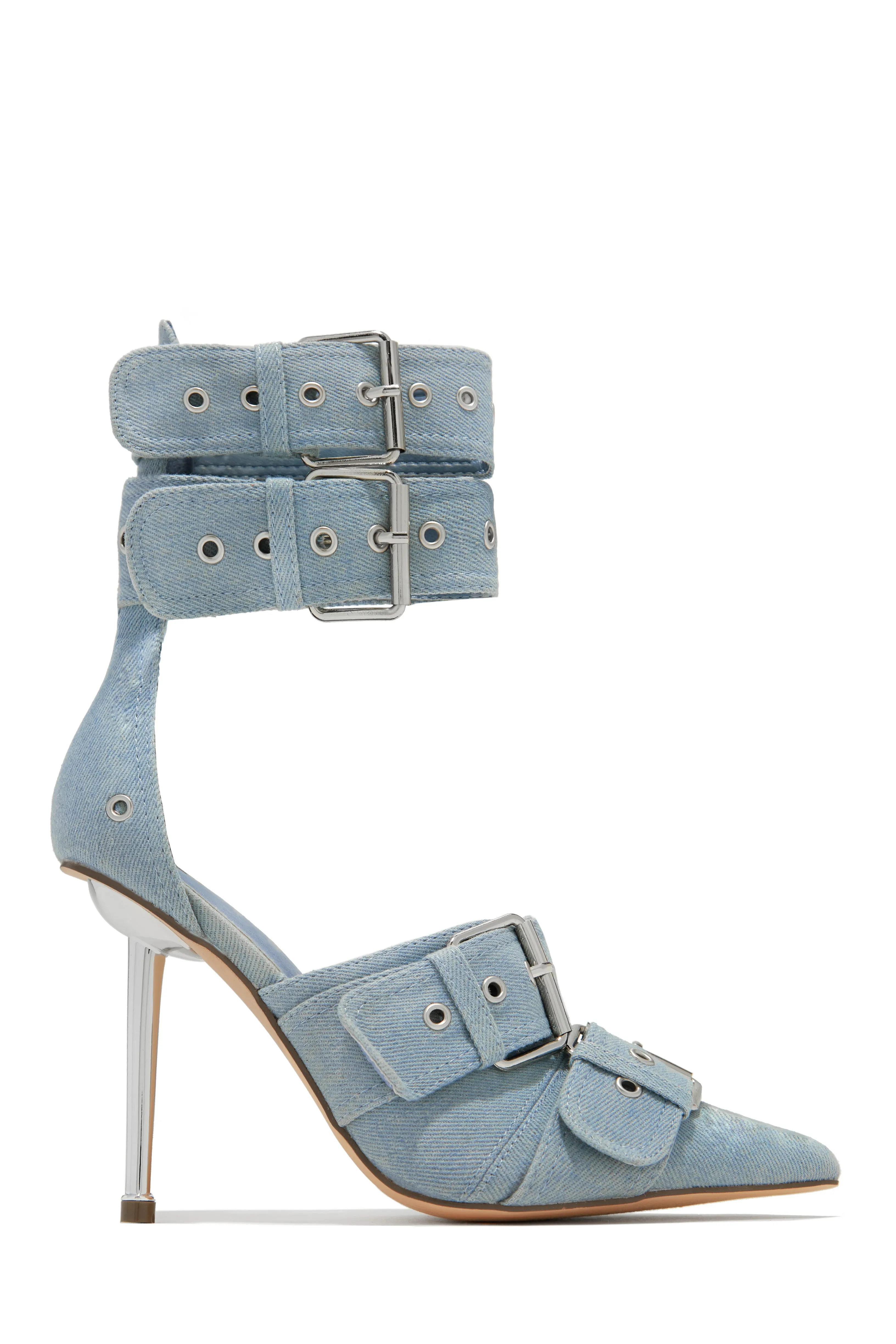 Kora Ankle Strap Pumps - Denim