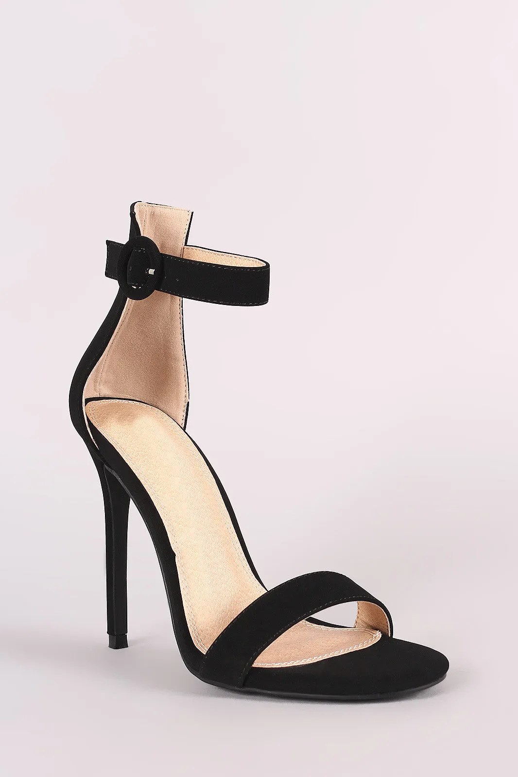 Liliana Nubuck Ankle Strap Open Toe Stiletto Heel