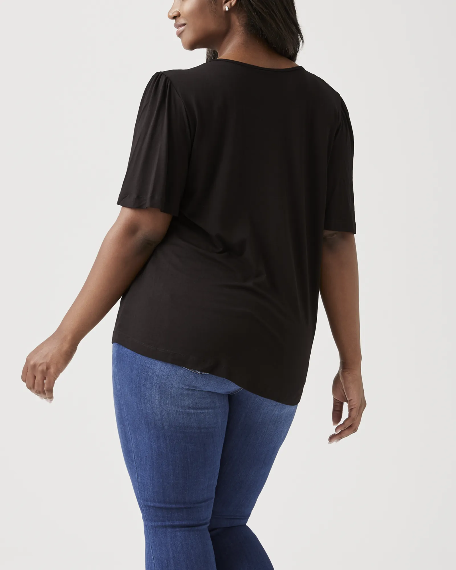 Lydia Smocked Shoulder Top | Black