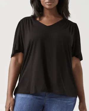 Lydia Smocked Shoulder Top | Black