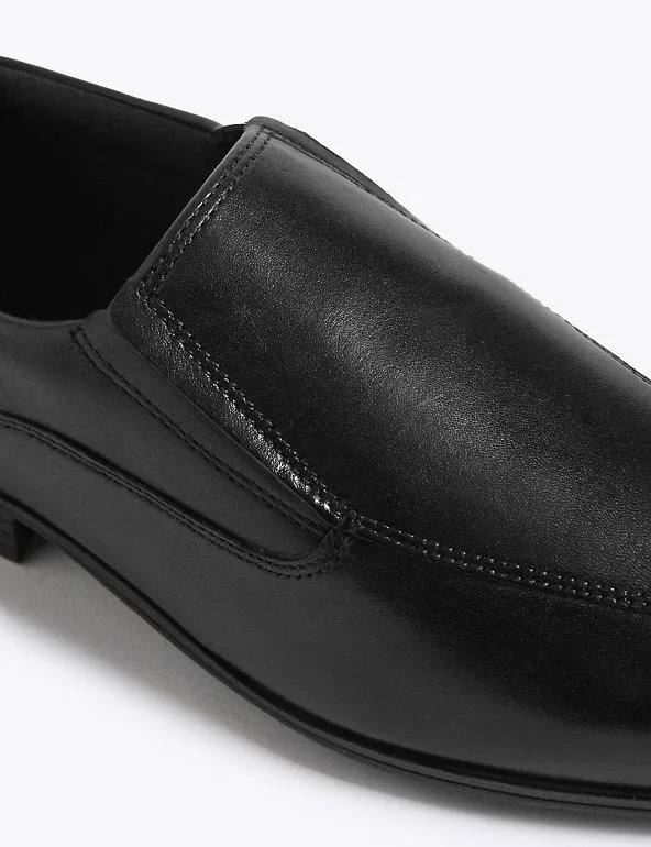 M&S Black Leather Slip-on Older Boys School Shoes