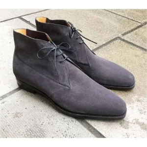 Men's Gray Chukka Suede Boots Dress Boots Office Boot