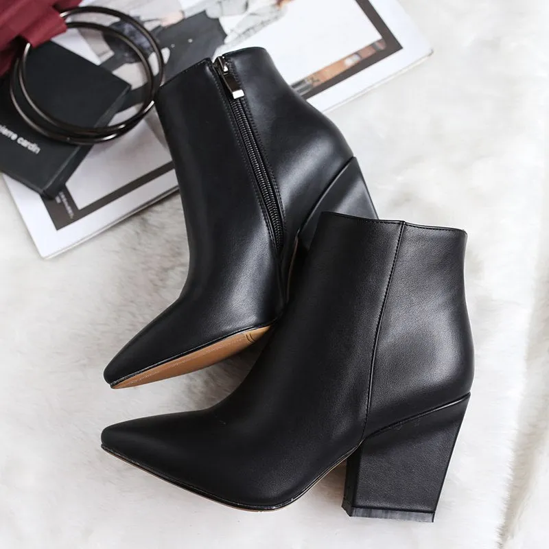 Pointed Toe Add Plush Ankle Boots