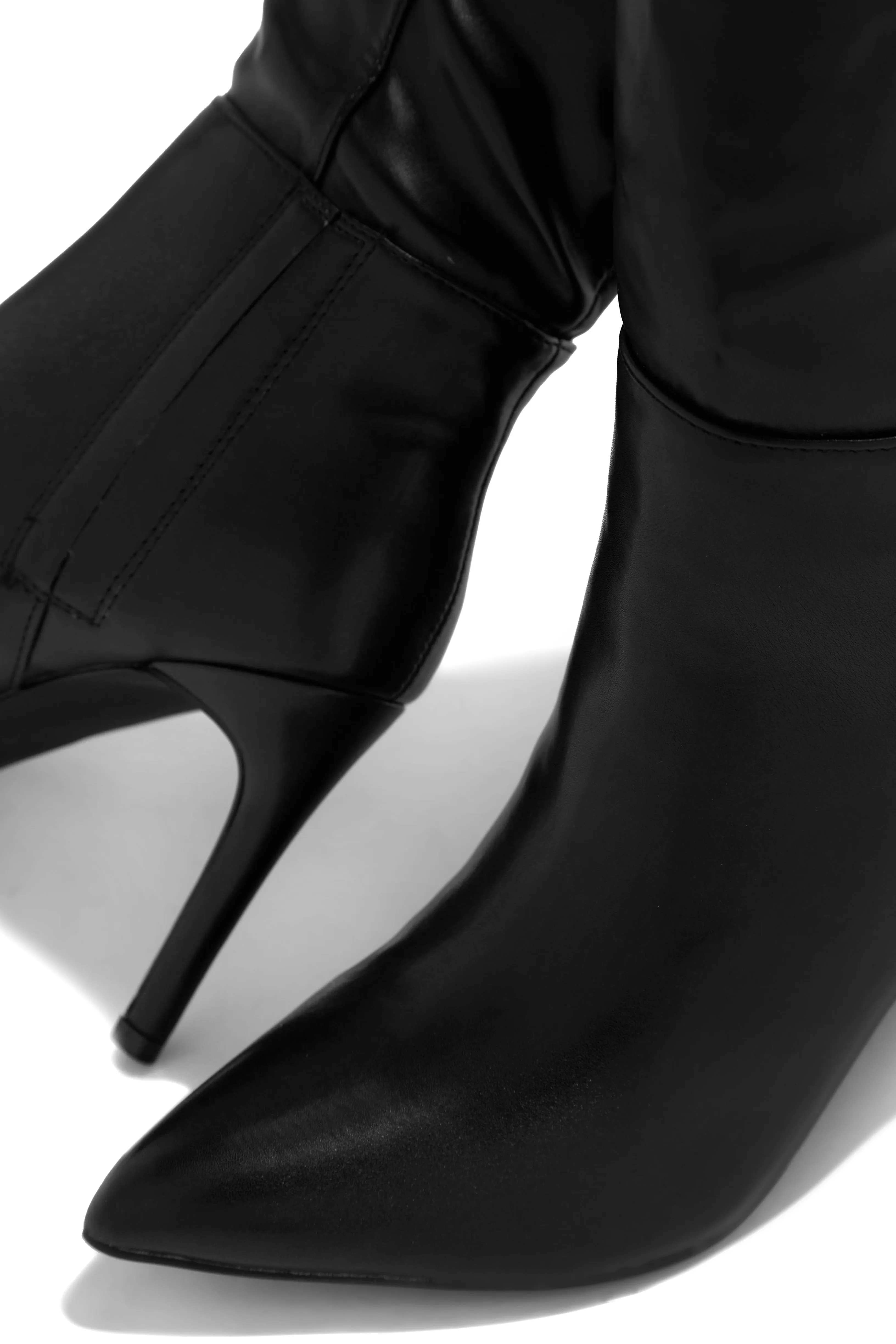 Portia Knee High Heel Boots - Black