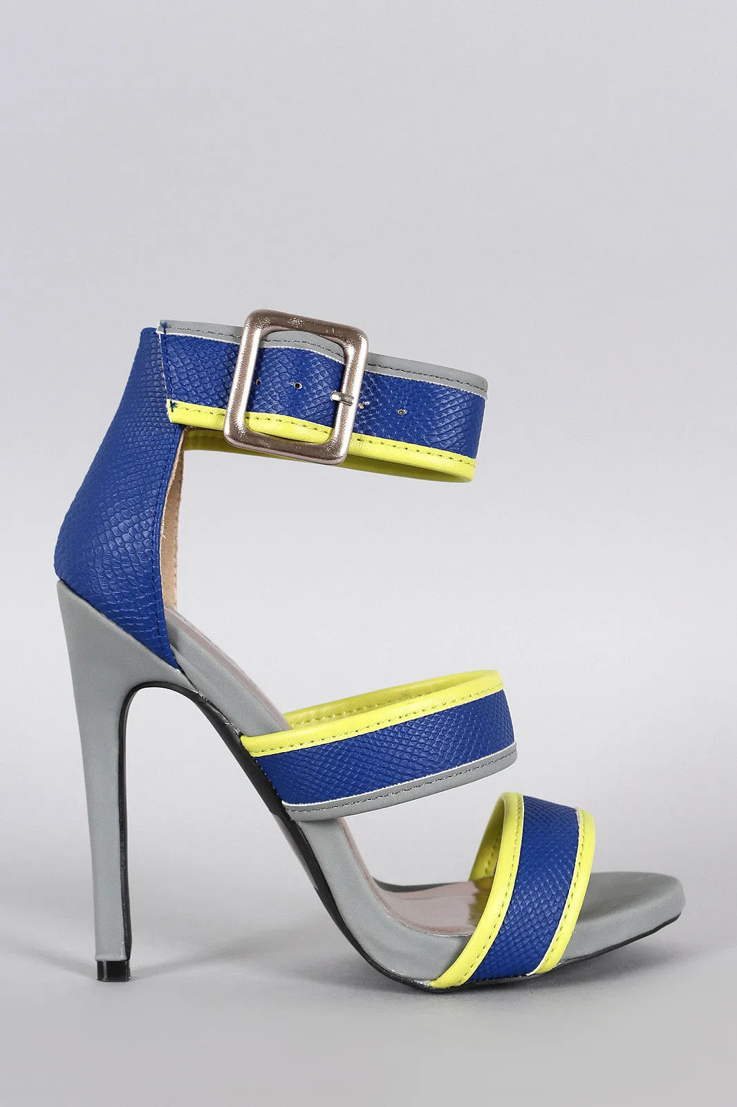 Qupid Snake Triple Strap Open Toe Heel