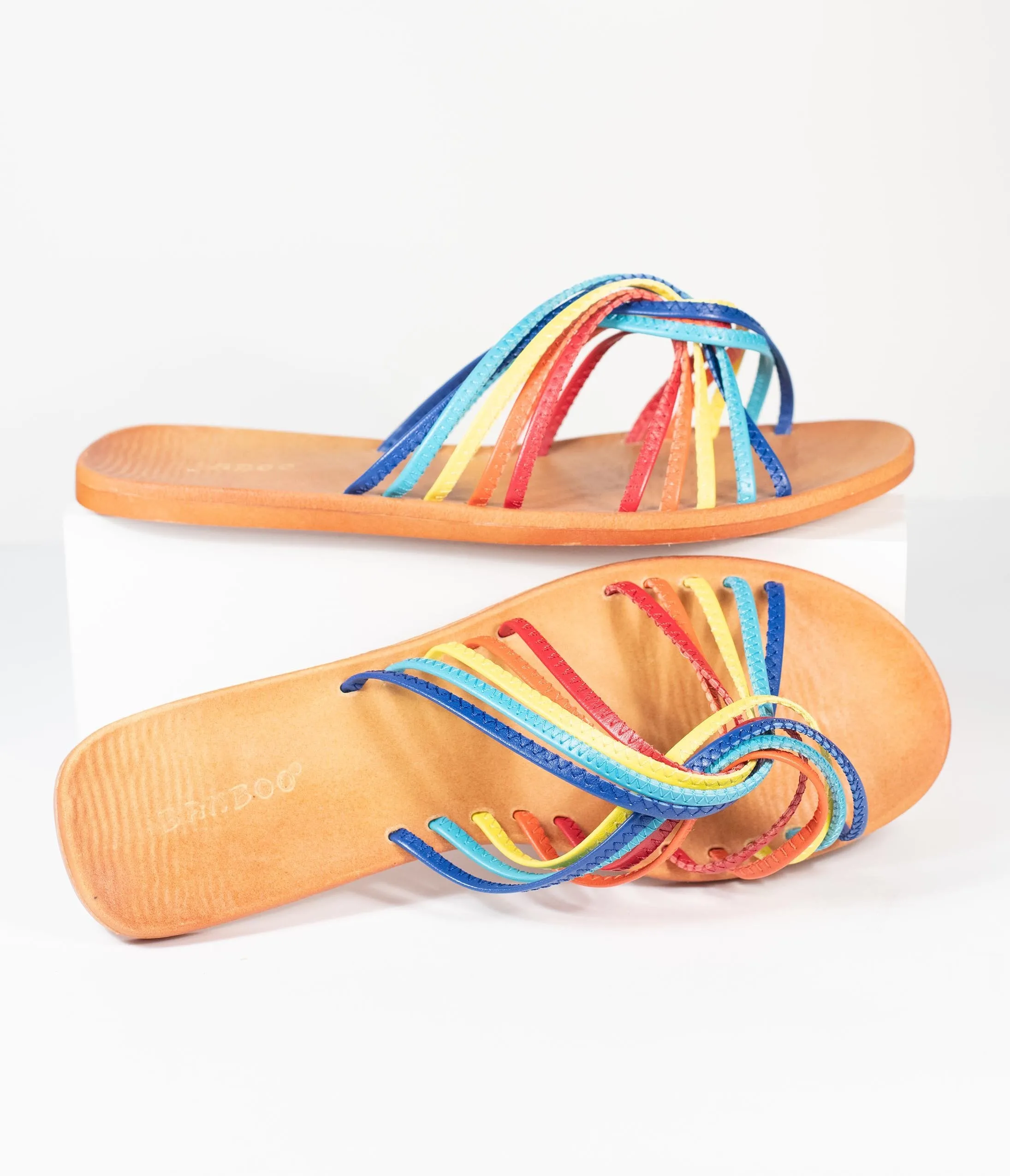 Retro Style Rainbow Strappy Sandals