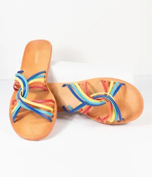 Retro Style Rainbow Strappy Sandals