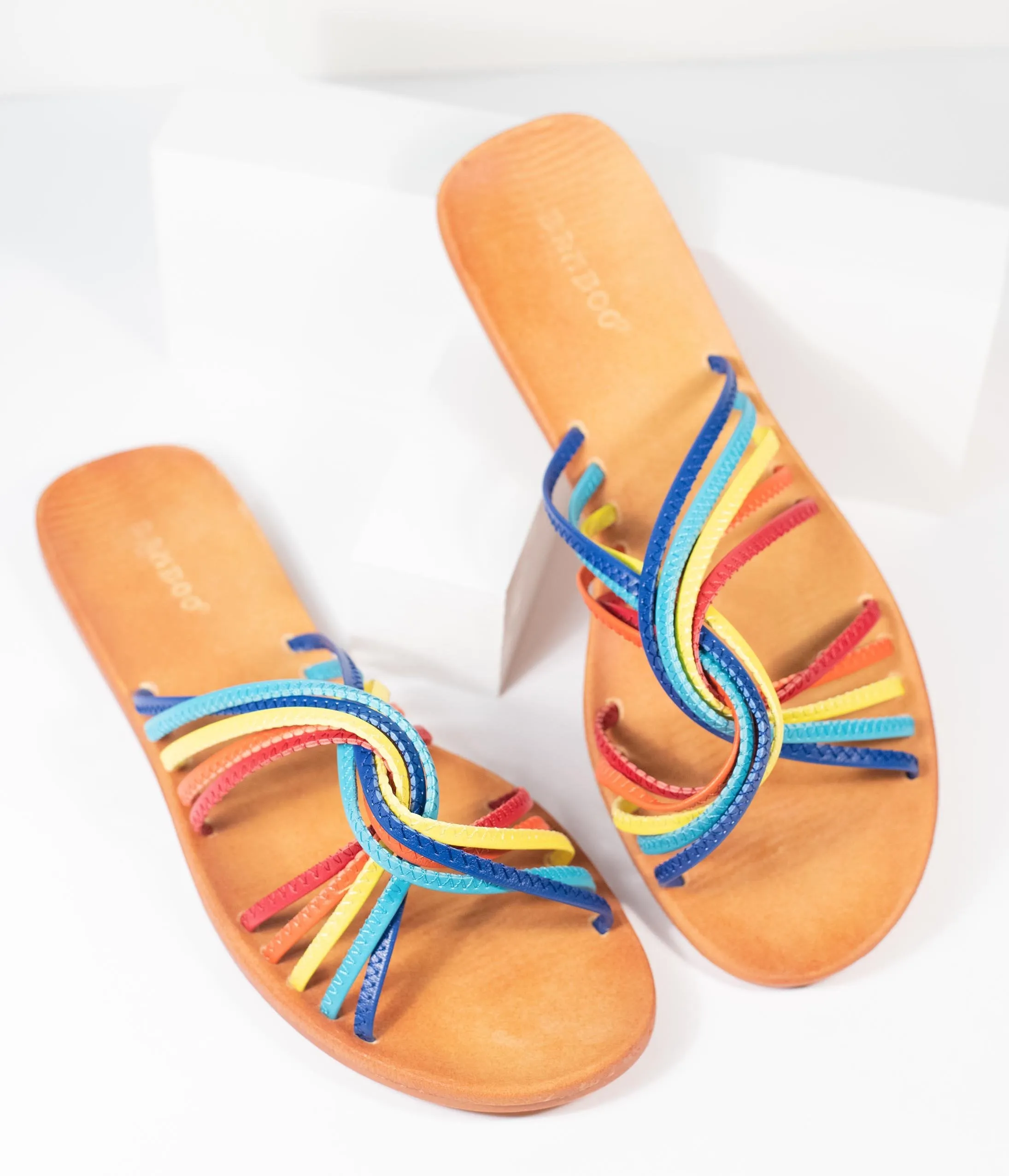 Retro Style Rainbow Strappy Sandals