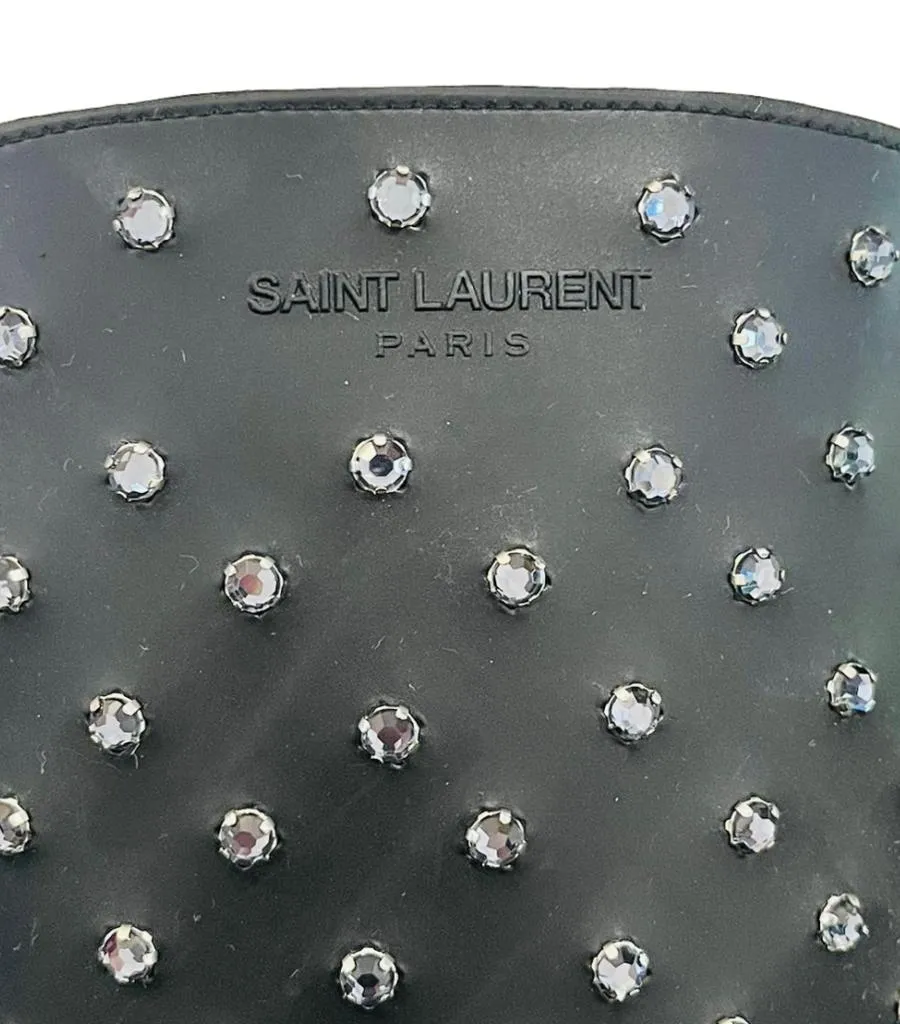 Saint Laurent Festival 25 Crystal Studded Rubber Rain Boots. Size 36