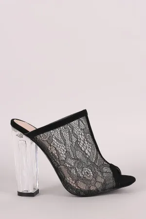 Shoe Republic LA Lace Mule Perspex Heel