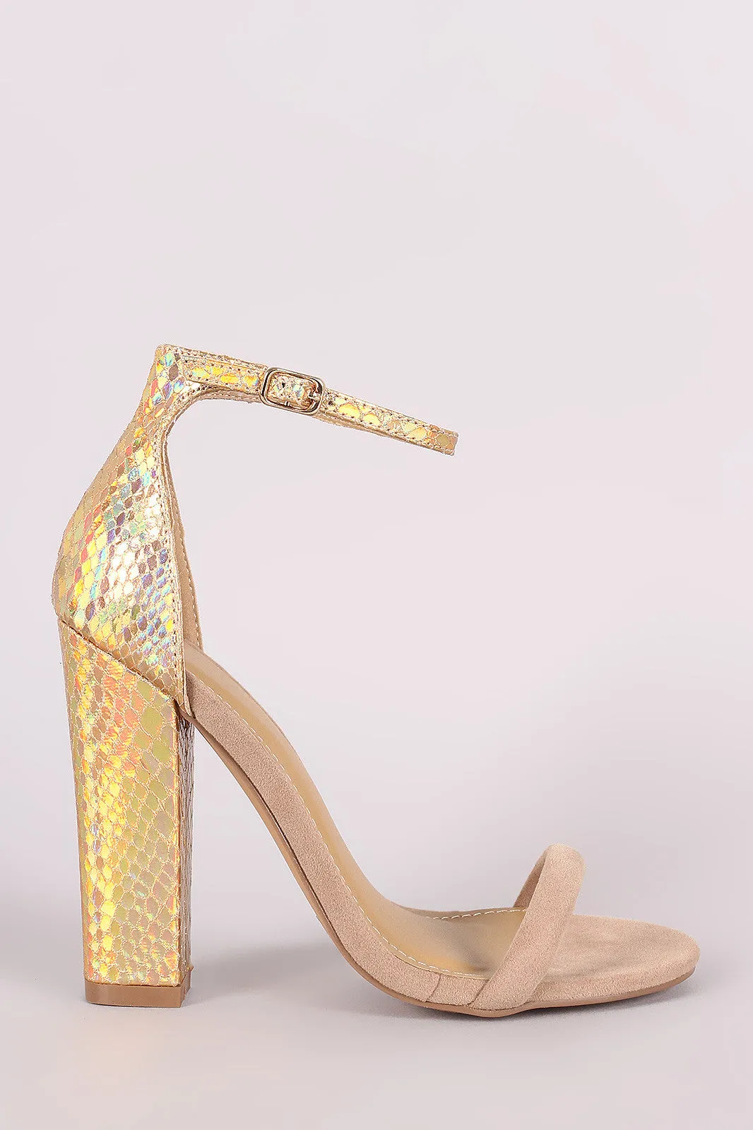 Shoe Republic LA Snakeskin Ankle Strap Chunky Heel