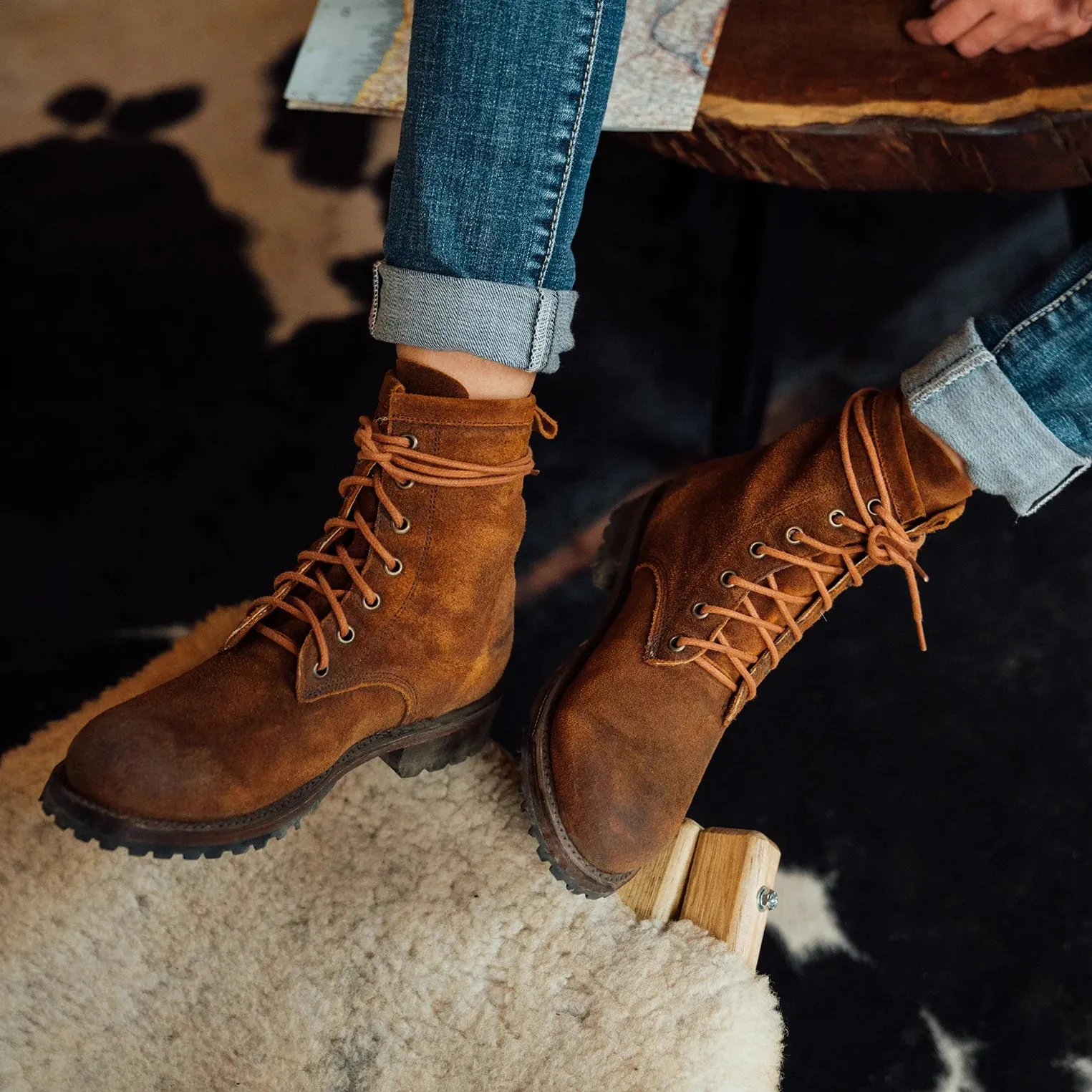 Stetson Brown Women's Sam Lace Up Oiled Suede Round Toe Boot 0160