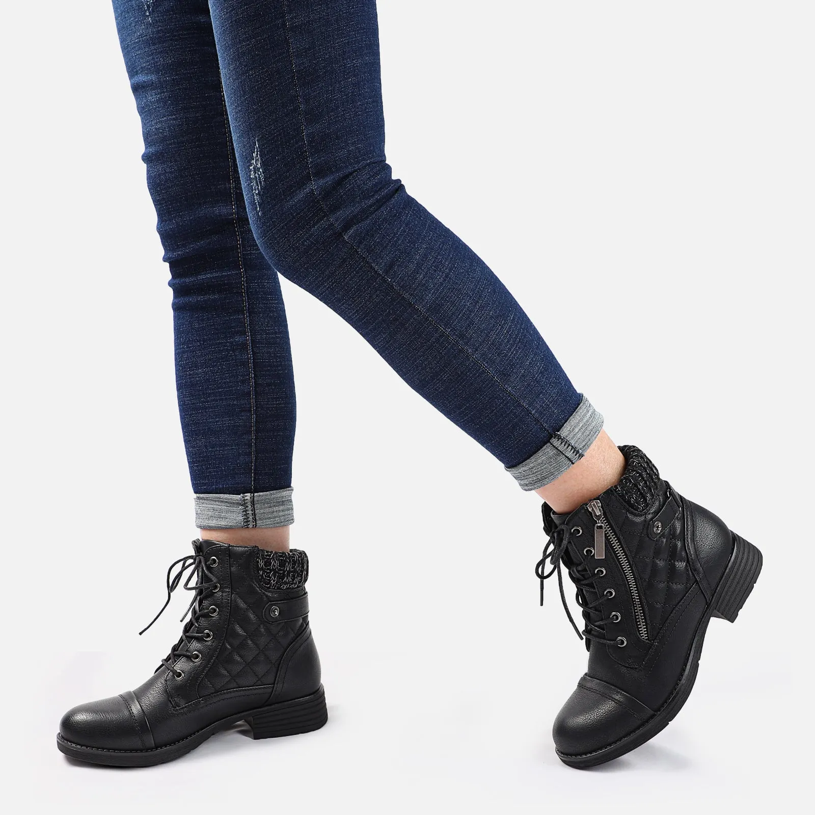 STQ Women's Combat Ankle Boots