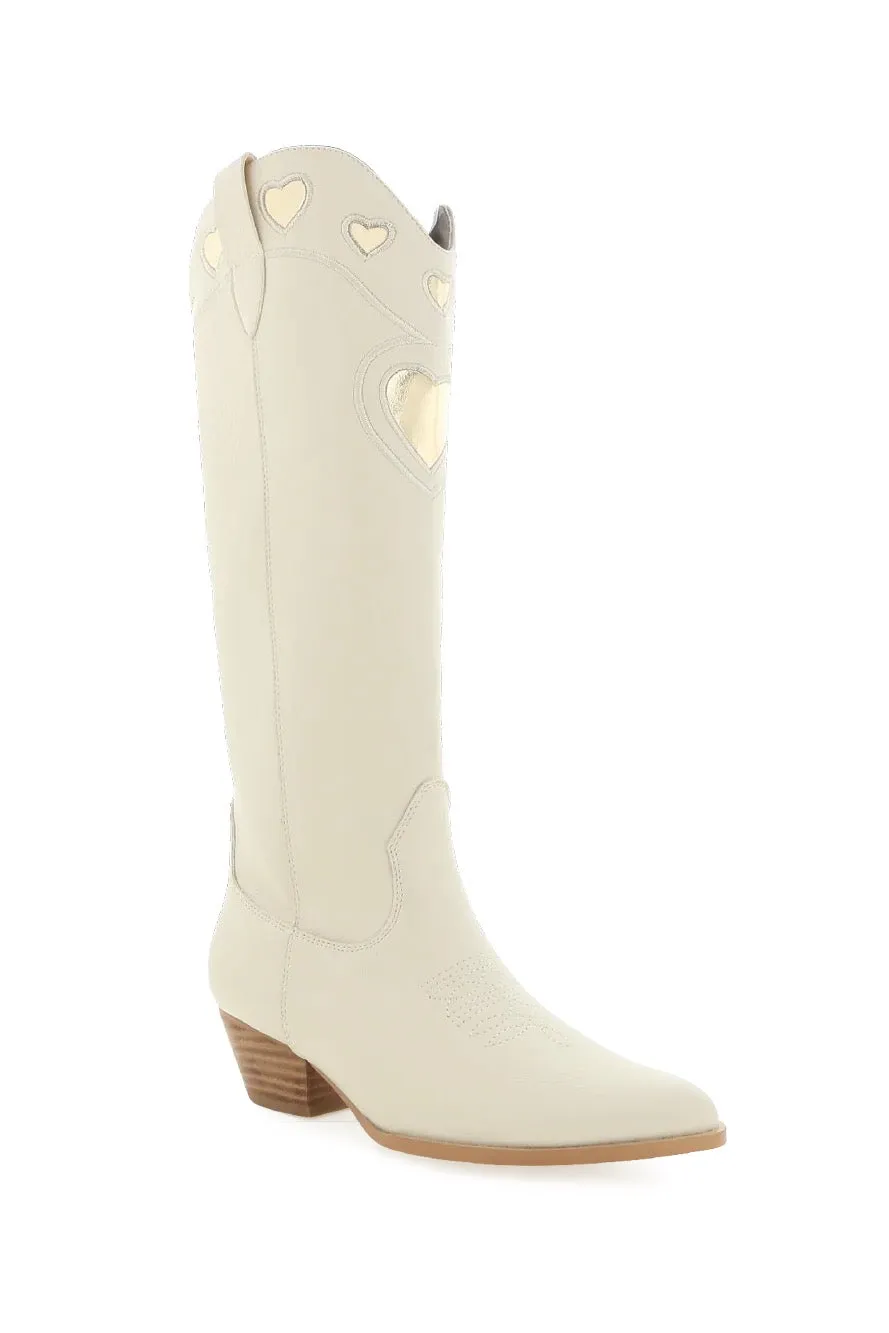 Velma Western Boot ~ Ivory/Gold