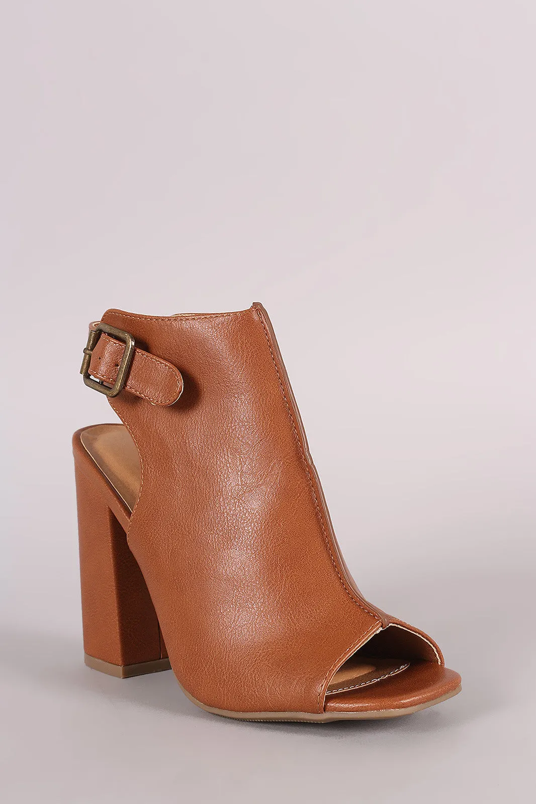 Wild Diva Lounge Peep Toe Chunky Heeled Mule Booties