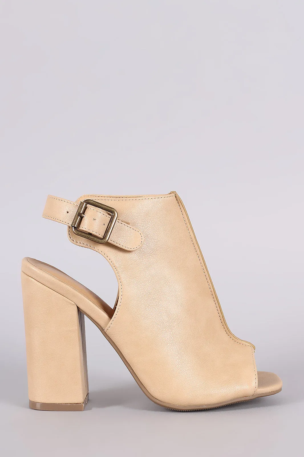 Wild Diva Lounge Peep Toe Chunky Heeled Mule Booties