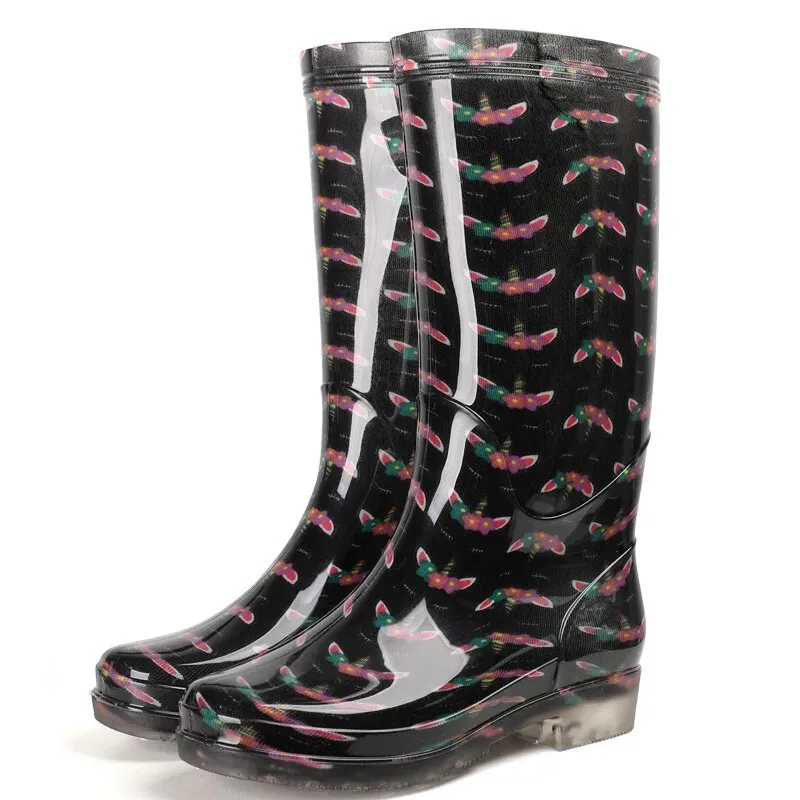 Women's Floral Print Rain Boots Waterproof Work Garden Water Non-slip Rubber Boot - WRB50144