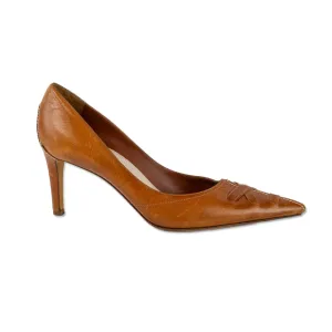 Yves Saint Laurent Brown Leather Pointed Toe Pumps